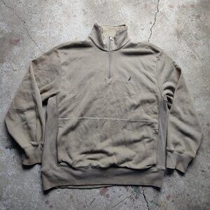 'Nautica' tan quarter zip sweatshirt with kangaroo pocket men's XL